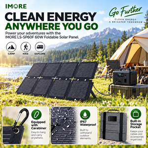 แผงโซลาร์เซลล์แบบพับได้ 60W สำหรับตั้งแคมป์ เดินป่า รถบ้าน เรือ และการเดินทาง โมโนคริสตัลไลน์ ETFE IP67 USB Type C เครื่องชาร์จกลางแจ้งน้ำหนักเบา - Product Image 4
