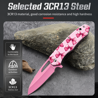 Bulk levering stijlvolle roze 3D geprinte vouwmes voor vrouwen meisjes outdoor EDC tool kampeer fruitmes volledig aanpasbaar
