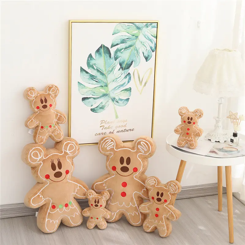 New Design Factory Custom Cozy Gingerbread Plush Decoration Pillows Gorgeous Mickey Minnie Stuffed Cushions