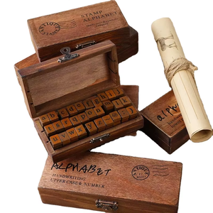 Ensemble de timbres Alphabet en bois massif-Timbres de <span class=keywords><strong>machine</strong></span> <span class=keywords><strong>à</strong></span> <span class=keywords><strong>écrire</strong></span> en bois rétro pour journal bricolage et ornement de collection de papeterie créative - Product Image 4