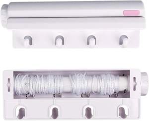 Corde à linge rétractable murale, pliable et réglable, gain de place, pour séchage sous la douche, fonctionnelle, vente en gros, best-seller - Product Image 4