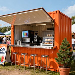 Kiosque alimentaire contemporain, café, maison préfabriquée en conteneur maritime avec une utilisation optimisée de l'espace - Product Image 5