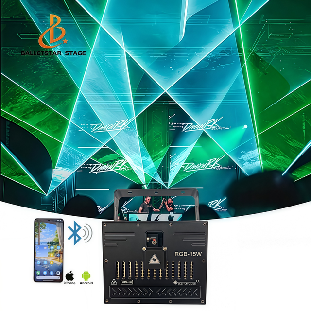 App Edit Programmable 15W RGB Laser Lights Show Projector Laser for STAGE PARTY EVENT DJ