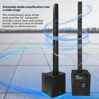 Speaker Kolom Line Array Aktif 2-Way L-6310/L-8312 Set Lengkap dengan Subwoofer 10" untuk Mixer DSP Terintegrasi 1200W Kabinet Kayu Panggung