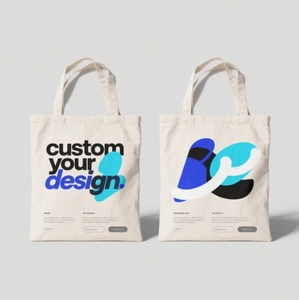 Bolso Tote de sarga de algodón reutilizable ecológico natural personalizado con correa para el hombro Bolso de compras para todas las estaciones con logotipo colorido - Product Image 5