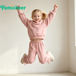 Ensemble décontracté pour fille avec nœud, vêtements pour enfants, ensemble de survêtement quotidien pour filles - Product Image 3