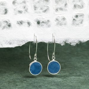 Blue Opal Jewelry Set Sterling Silver Circle Pendant Necklace Matching Dangle <b>Earrings</b> Gift For Women - Product Image 6
