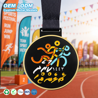 Médaille de course personnalisée en argent antique, avec caractères thaïlandais 3D en relief, pour finisseur sportif, en alliage de zinc, avec ruban souvenir