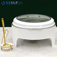 XINGPAI Restaurant Hôtel Fournitures Chef Rond Réchauffeur De Nourriture Buffet Ensemble Traiteur En Acier Inoxydable Dubaï Royal Blanc Plats À Chauffer