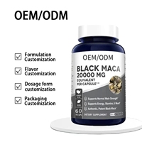 Extrait naturel puissant de Maca noire, compléments alimentaires à base de plantes pour la force masculine, favorisent la puissance, l'endurance et l'équilibre de l'humeur chez l'adulte, 60 capsules