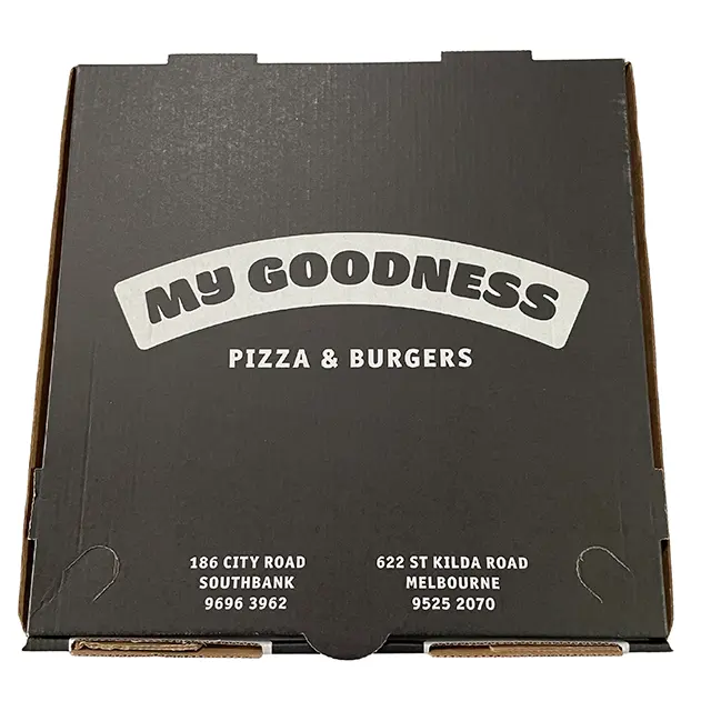 Caja de papel negro para pizza, 40x40, logo personalizado, entrega de pizza reutilizable, 12 pulgadas