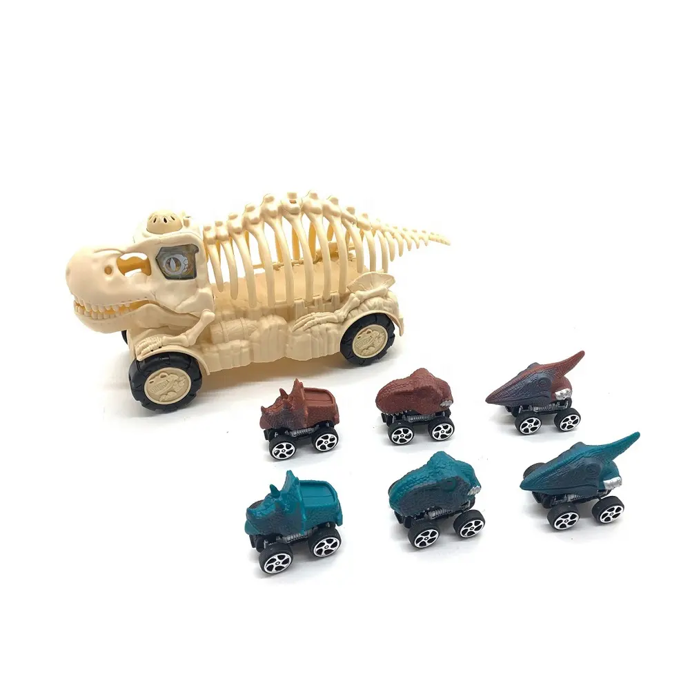 Dinozor transporter kamyon oyuncak çocuklar dinozor iskelet ücretsiz tekerlek araba dino fosil oyuncak rakamlar araç işık ve ses ile set oyna