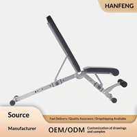 Banc de musculation pliable Hanfeng HF2382 pour usage domestique - Banc multifonctionnel réglable, élargi et épaissi, tube carré gris pour la musculation