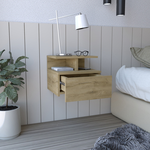 Adele <b>Floating</b> Nightstand With Drawer And Open Storage <b>Shelves</b> For Bedroom - Product Image 4