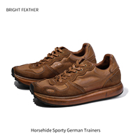 Chaussures d'entraînement allemandes BRIGHT FEATHER Modèle 221-1 pour hommes en cuir véritable, sportives et décontractées, à semelle épaisse en cuir de cheval, à lacets – Vente en gros