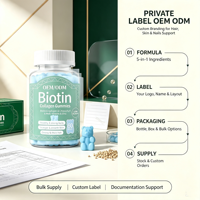 Gummies de biotine et collagène en vrac, 60 unités, faible teneur en sucre, chlorophylle, multivitamines, zinc, pour la beauté des cheveux, de la peau et des ongles, OEM ODM