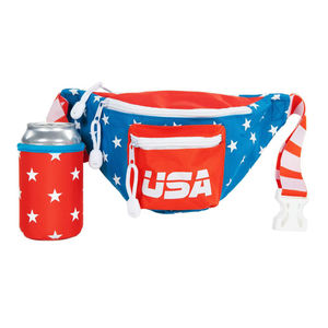 حزم فاني مخصصة بعلم امريكي باطريوتي مع حامل مشروبات مجموعة فاني للولايات المتحدة الأمريكية لحفلات 4th of July BBQ وحفلات حمامات السباحة والامراض - Product Image 4