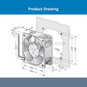Ventilateur de refroidissement axial électrique OEM 614NGM-095 pour armoires et onduleurs, 614NGM 60x60x25mm 6025 24VDC 1.7W 70mA 4100RPM - Product Image 4