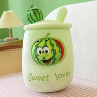 Peluche Boba Fruit Pastèque 24-70cm, Peluche Boba Thé au Lait, Peluche Boba en Forme de Tasse, Coussin Jouet