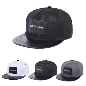 High quality baseball cap 5 panel leather flat brim snapback hat and cap custom logo vintage cap basketball snapback