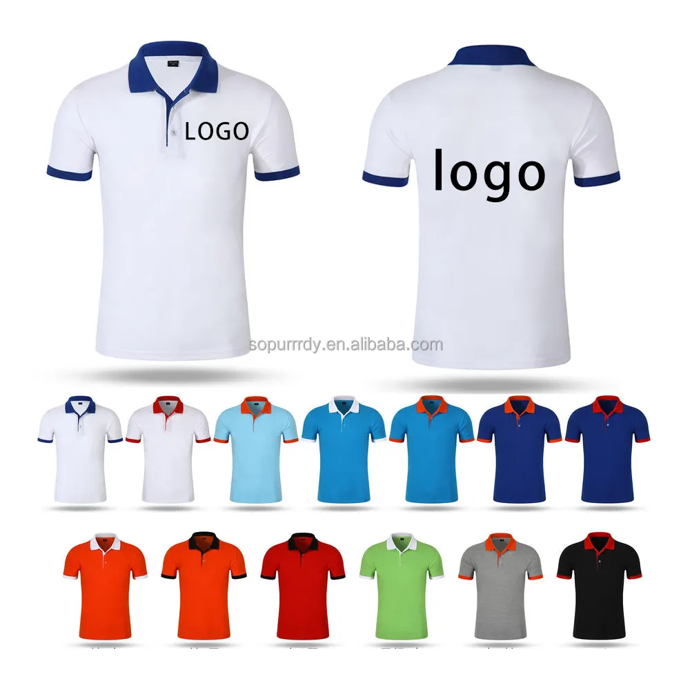 Polo de algodón con logotipo personalizado bordado transpirable para deportes de golf