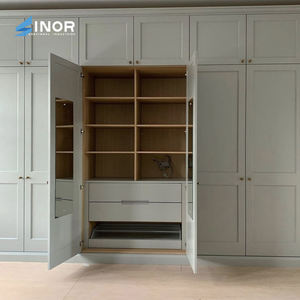 Double Door Solid Wood Wardrobe Cabinet Freestanding <b>Large</b> Storage Durable Wooden <b>Frame</b> for Family Home Room - Product Image 2