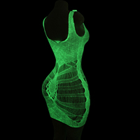 Robe en résille fluorescente pour spectacles en boîte de nuit, vente en gros de vêtements de danse exotiques, tenues de scène lumineuses, tenues audacieuses, sexy et érotiques pour boîte de nuit
