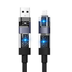 Cavo USB 3.1 Intrecciato in PVC Quattro-in-Uno 100W 5A <span class=keywords><strong>Ricarica</strong></span> Rapida PD Rame Puro Trasparente 1.2m per iPhone 17 - Product Image 1