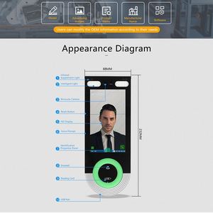 High End LEEKGOTECH 5.5inch Multi-<strong>Biometric</strong> Palm Facial Recognition Access Control Time Attendance Device With Free SDK <strong>Software</strong> - Product Image 5