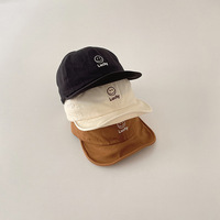 Gorro de algodón suave para niños pequeños, gorra Snapback con bordado de cara sonriente para bebé