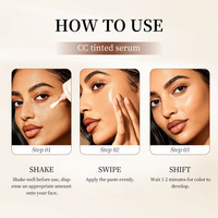 CC Cream Menutupi Noda Kemerahan, Memberikan Riasan Wajah Bercahaya, Hasil Matte Alami, Ringan, Tak Terlihat, Serum Berwarna yang Membetulkan Warna 40g
