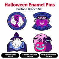Broche d'Halloween fantôme blanc tête de citrouille, épinglette fantaisie de dessin animé, accessoire de fête costumée pour femme