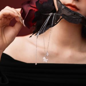 Collier pendentif cheval du zodiaque en argent sterling 925 avec zircone 5A, design mignon et délicat, bijoux fins Dylam pour femmes - Product Image 4