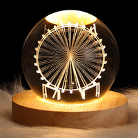 New Year Luminous 60mm 80mm Crystal Ball Bedroom Bedside Tabletop Decoration Galaxy Moon Nebula Saturn Night Light