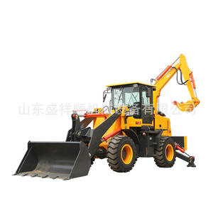 Véhicule d'ingénierie tout-terrain à double usage, pelle avant pour creuser, pelle arrière pour nettoyer le fumier, grand godet, occupé à deux éprises - Product Image 1