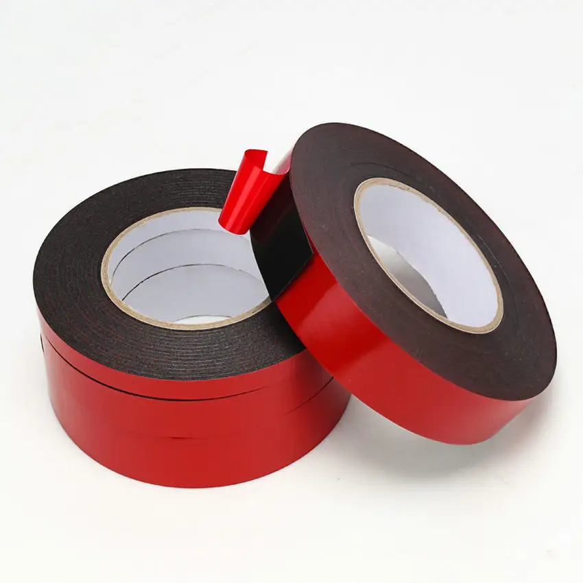 Aangepaste Breedte 1Mm 1.5Mm 2Mm 3Mm Zwart Wit Sterke Solvent Acryl Adhesive Dubbelzijdig Pe Foam tape Roll