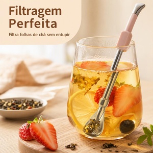 Paille à yerba maté colorée réutilisable en acier inoxydable 304 avec embout filtrant - Product Image 4