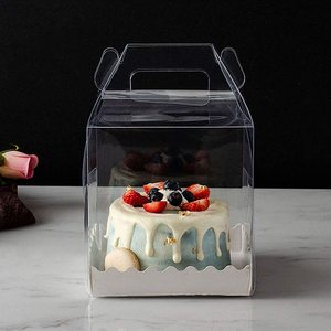Boîte à gâteau carrée en plastique haute 12 x 12 x 6 pouces, boîte en plastique transparente avec poignées, boîte à gâteau triangulaire - Product Image 1