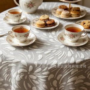 Light French Style Lace <b>Tablecloth</b> <b>Round</b> Printed Polyester Home Use - Product Image 3
