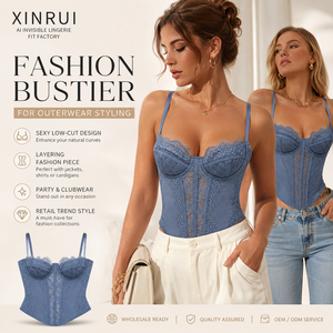Body Bustier <span class=keywords><strong>Corset</strong></span> en Dentelle Personnalisé pour Femme avec Armatures, Respirant, Bretelles Ajustables, Taille Ajustable, ODM - Product Image 2