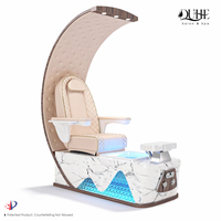 Fauteuil de pédicure électrique de luxe à dossier haut pour salon de spa avec lumière LED et massage