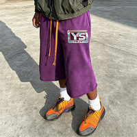 Shorts de sport amples en coton délavé à l'acide avec ourlet brut, style streetwear d'été, pour homme, par le fabricant YSJY