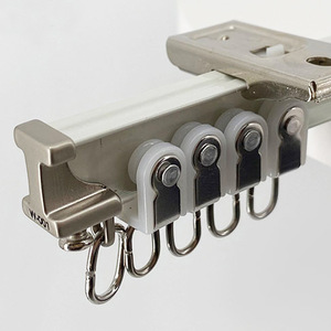 Rail de rideau incurvé en alliage d'aluminium, blanc argenté, design moderne, pour baie vitrée, balcon, en forme de L, en forme de U, flexible, silencieux - Product Image 2