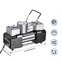 Compresseur d'air double cylindre 12V robuste à double usage pour voiture, pompe de gonflage de pneus 12V pour voiture, pompe d'air pour boîte à outils