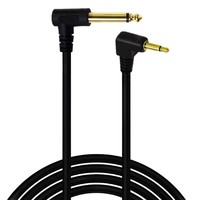 Kabel Audio Adaptor 6ft 6.35mm 1/4" Mono Male Sudut Kanan ke 3.5mm 1/8" TS Mono Male 90 Derajat Sudut Kanan