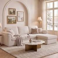 Modulares Sofa Komprimierter Cloud Ottoman Gepolstertes Knochenloses Modernes L-förmiges 3-Sitzer Stoffsofa