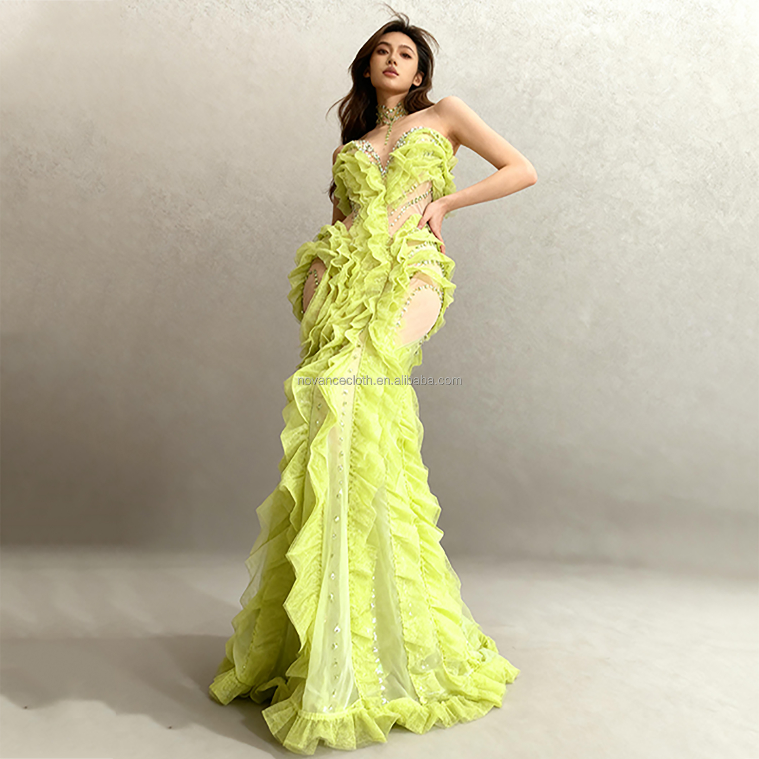 slim fit dress slacks Glitter A Line Long Formal Prom Gown main image 0