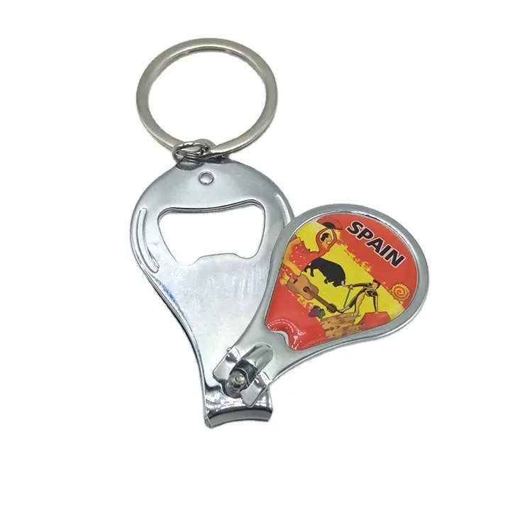 Travel souvenir gift customized metal nail clipper bottle opener keychain