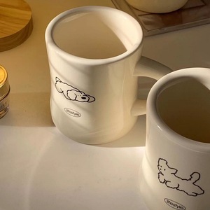 Taza de <span class=keywords><strong>Café</strong></span> Desechable de Cerámica con Diseño de Perrito de Dibujos Animados, Estilo Coreano, para Celebridades de Internet, Linda, Apta para Microondas y Lavavajillas, para Fiestas - Product Image 2
