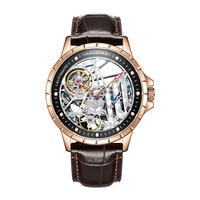 Montre mécanique entièrement automatique pour hommes avec boîtier en saphir étanche Affichage à cadran creux à la mode Style d'affaires